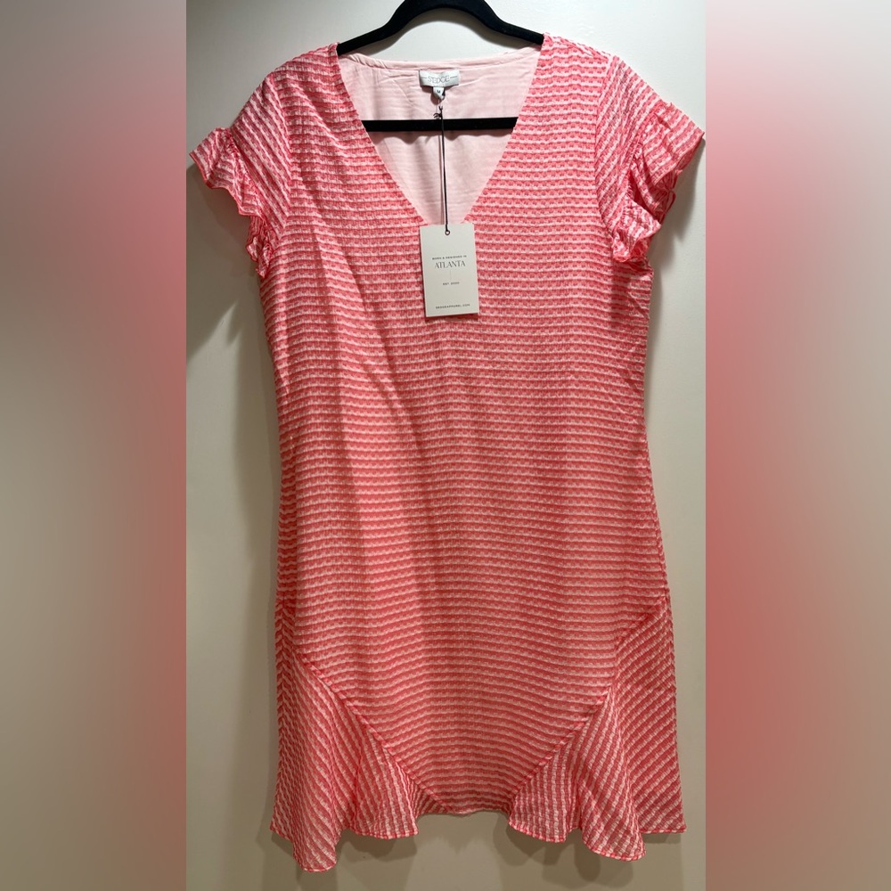 Sedge Apparel pink and white mini dress